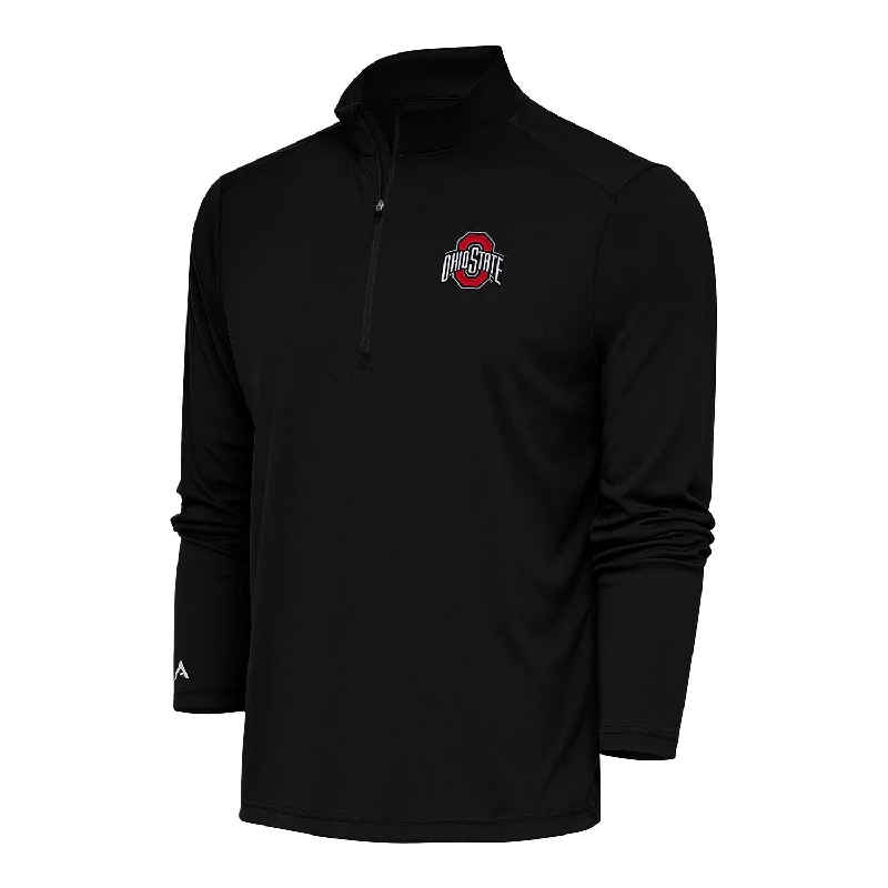 casual hooded jackets for women -oversized tunic tops for women -Ohio State Buckeyes Tribute 1/4 Zip Black Jacket