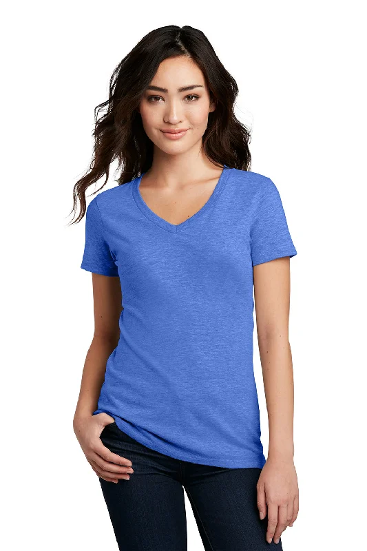 women's satin blouses -District Womens Perfect Blend Short Sleeve V-Neck T-Shirt - Heather Royal Blue