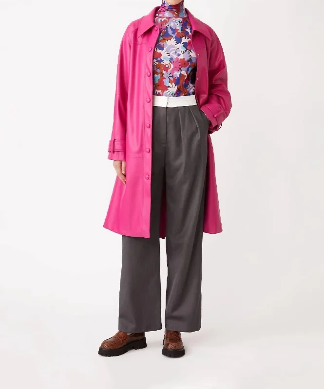 women's puffer jackets -floral print blouses for women -Eddy Trench Coat In Fuschia