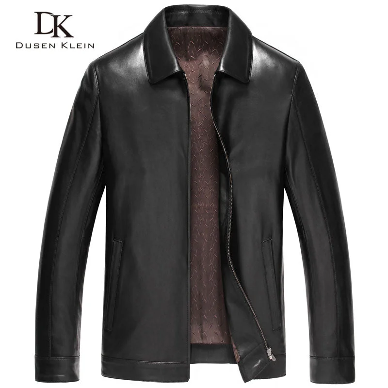 reversible jackets for women -fashionable work tops for women -Dusen Klein Men Genuine Leather Jacket Autumn Outerwear Black/Slim/Simple Business Style/Sheepskin Coat 14Z6608