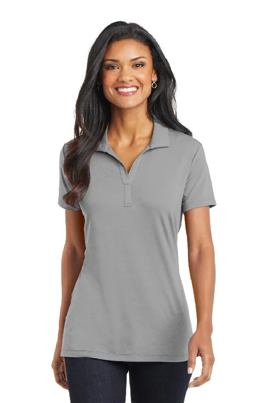 asymmetrical tops for women -Port Authority Womens Cotton Touch Performance Moisture Wicking Short Sleeve Polo Shirt - Frost Grey