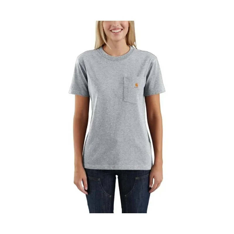 women's party tops -Carhartt Women's Loose Fit Heavyweight Short-Sleeve Pocket T-Shirt - Heather Gray