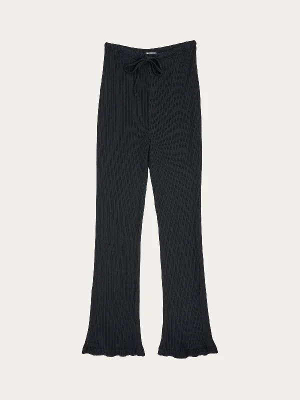 embroidered trousers for women -peplum tops for women -Flared Lenzing™ pants - Black Jet