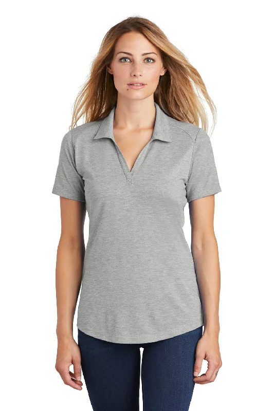 women's summer blouses -Sport-Tek Womens Moisture Wicking Short Sleeve Polo Shirt - Heather Light Grey