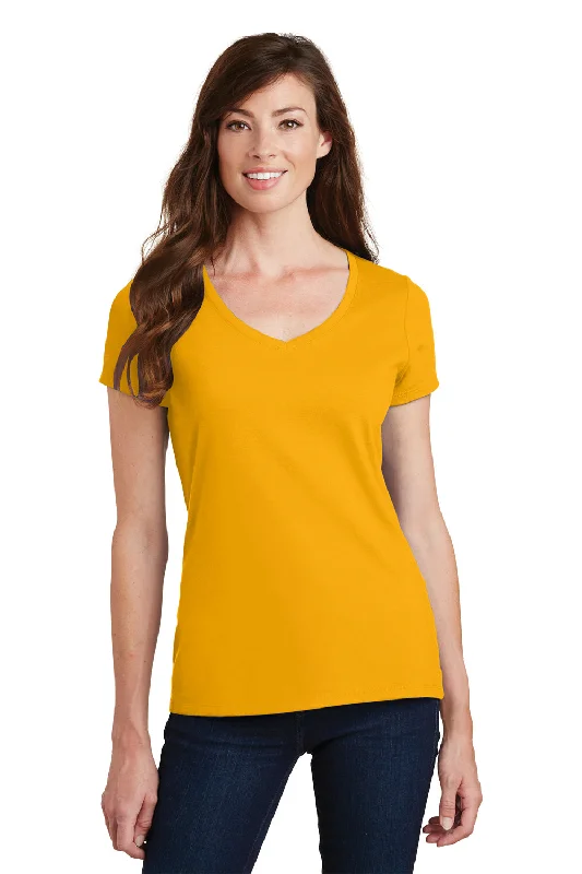 stylish tops for ladies -Port & Company Womens Fan Favorite Short Sleeve V-Neck T-Shirt - Bright Gold