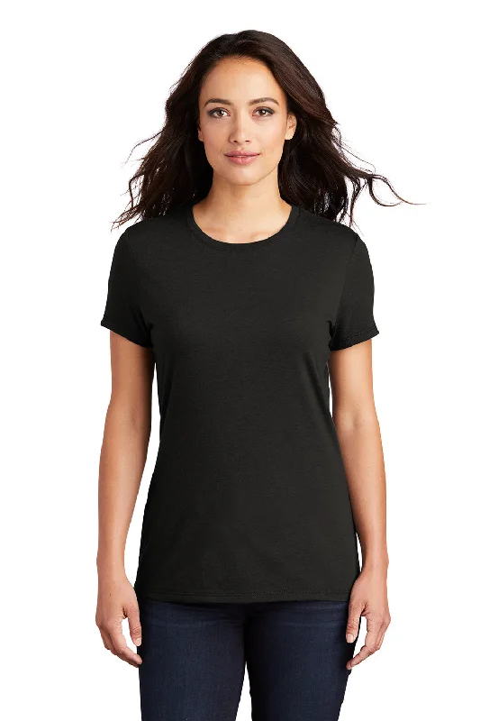 women's v-neck shirts -District Womens Perfect Tri Short Sleeve Crewneck T-Shirt - Black