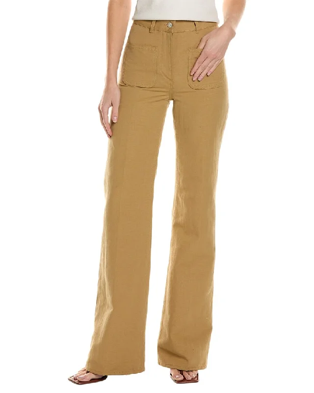 women's track pants -breathable tops for women -Loro Piana Linen-Blend Straight Wide Leg