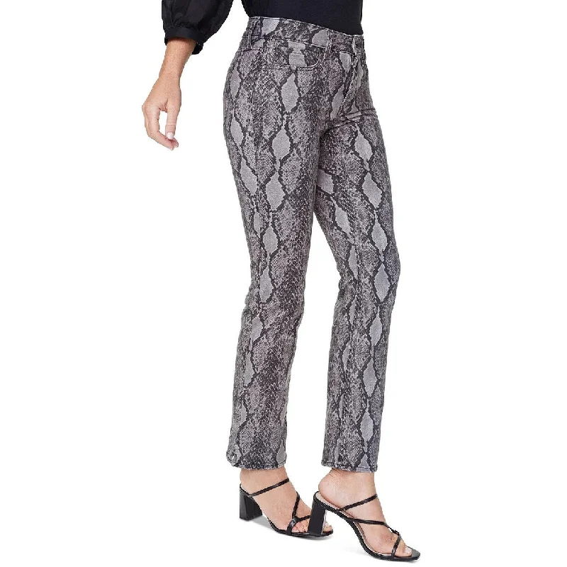 women's track pants -breathable tops for women -NYDJ Women's Marilyn Snake Print High Waist Button Fly Ankle Jeans Black Size 8