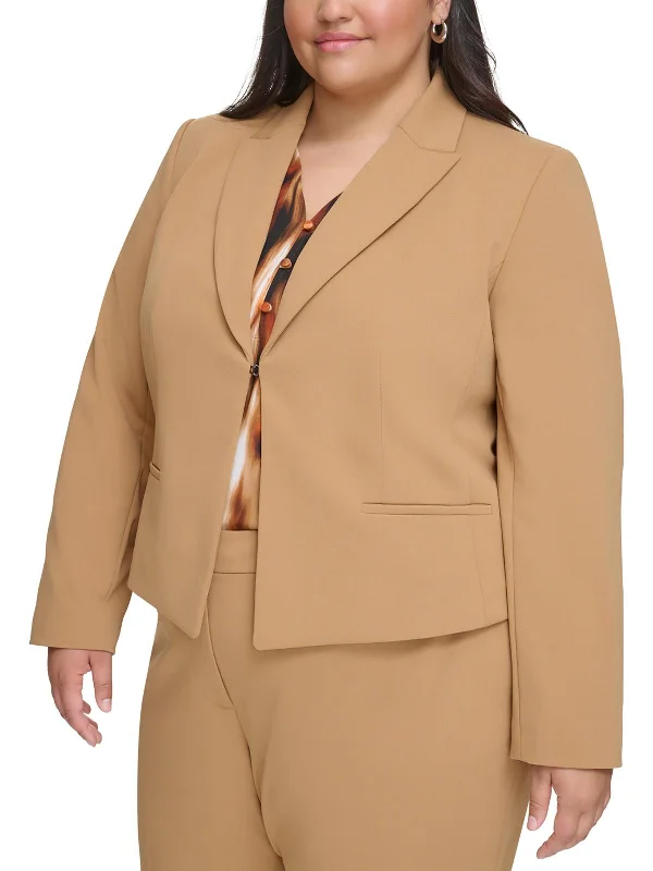 lightweight jackets for women -plus size women's tops -Plus   Womens Crepe Open-Front Blazer