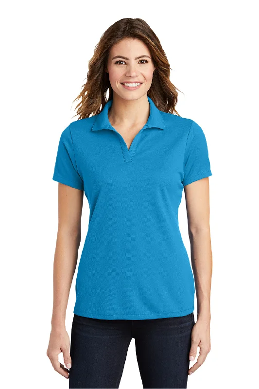 oversized tunic tops for women -Sport-Tek Womens RacerMesh Moisture Wicking Short Sleeve Polo Shirt - Pond Blue