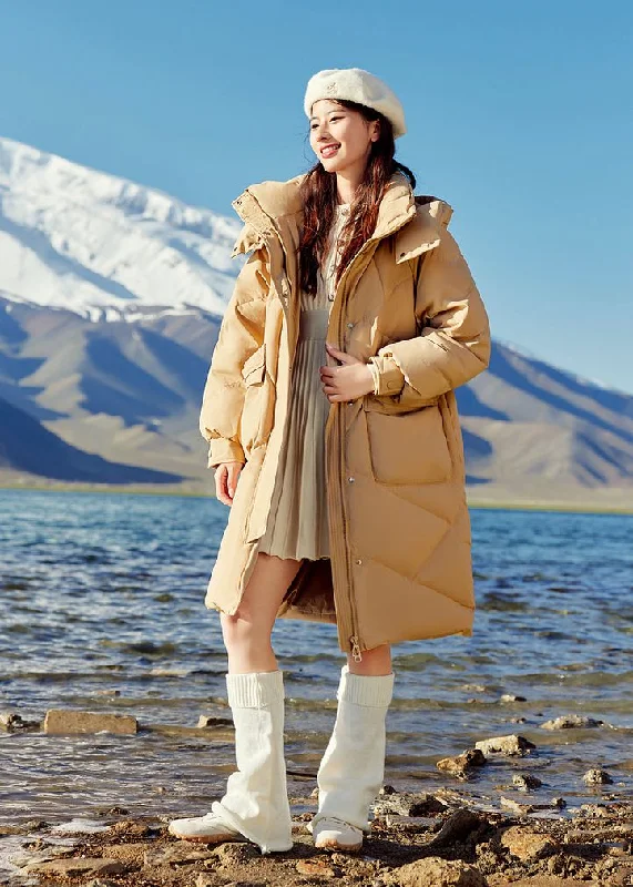 loose trench coats for women -casual oversized tops for women -Removable Hood Knee-Length Down Puffer Coat