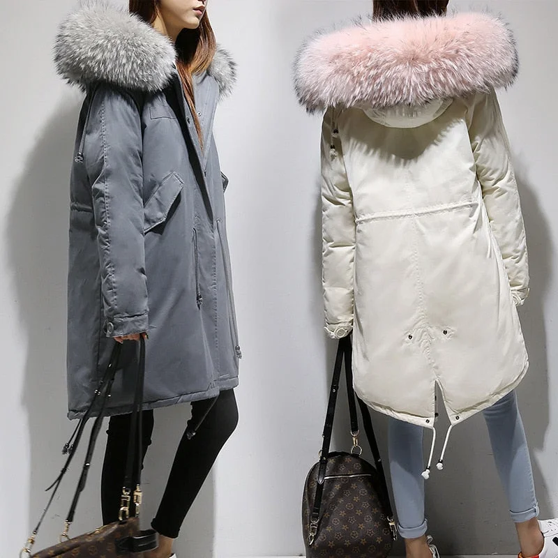 street style coats for women -cute tops for women -Thickened Women Down Coat Women Down Winter Down Jacket Women Long Women Hooded Warm Coat Fur Collar Winter Coat Brand Clothing