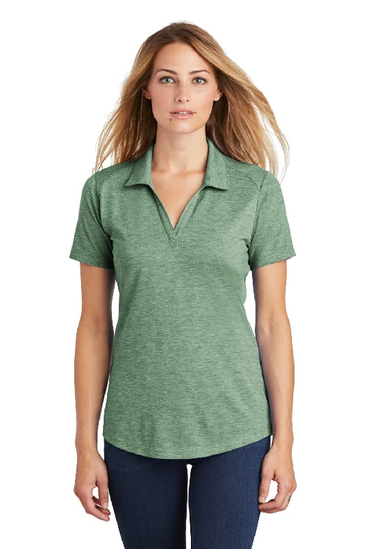 business casual blouses for women -Sport-Tek Womens Moisture Wicking Short Sleeve Polo Shirt - Heather Forest Green