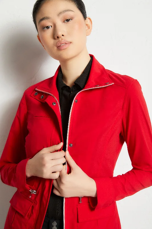 loose trench coats for women -casual oversized tops for women -Kenya Safari Jacket Red