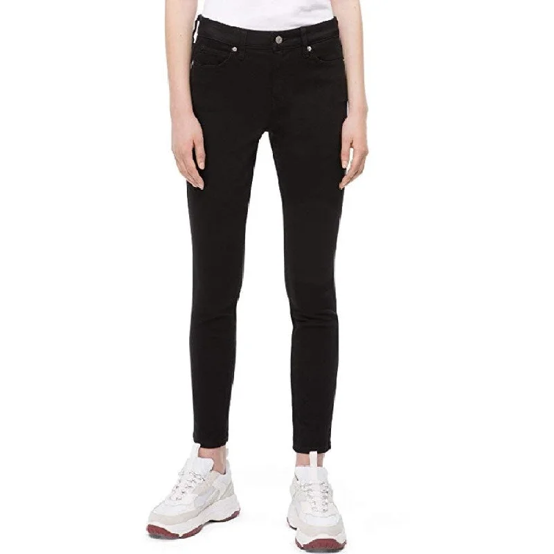 women's formal trousers -elegant women's tops -Calvin Klein Women's Mid Rise Super Skinny Jeans Black Size 28" x 30" - 28" x 30"