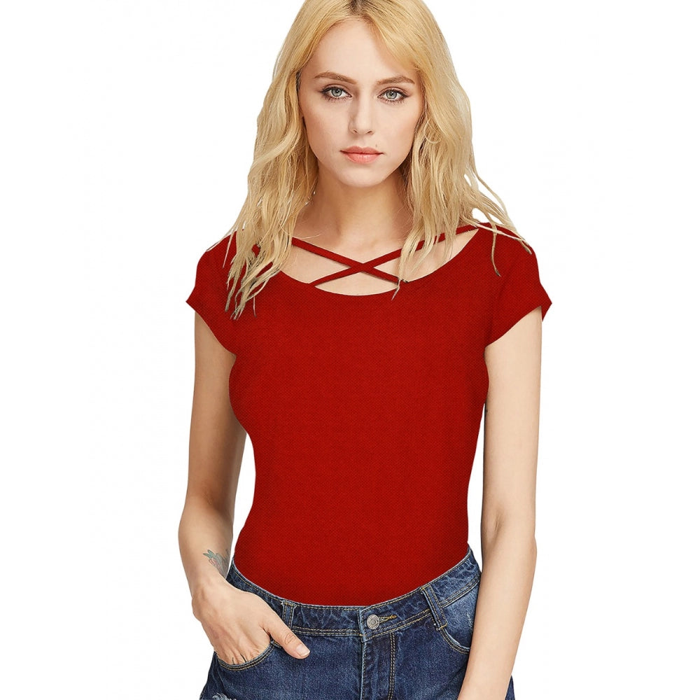 eco-friendly tops for women -Generic Women's Western Wear Hosiery T Shirts (Red)