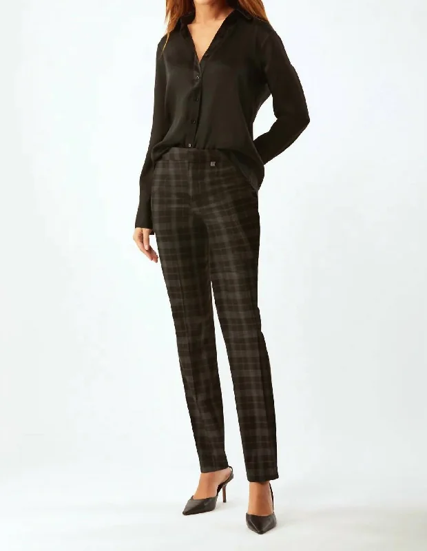 stylish palazzo pants -bell sleeve tops for women -Women's New Houston Classic Trouser In Black Plaid