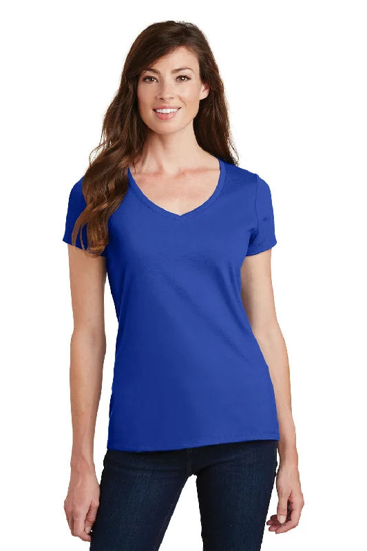 unique tops for women -Port & Company Womens Fan Favorite Short Sleeve V-Neck T-Shirt - True Royal Blue