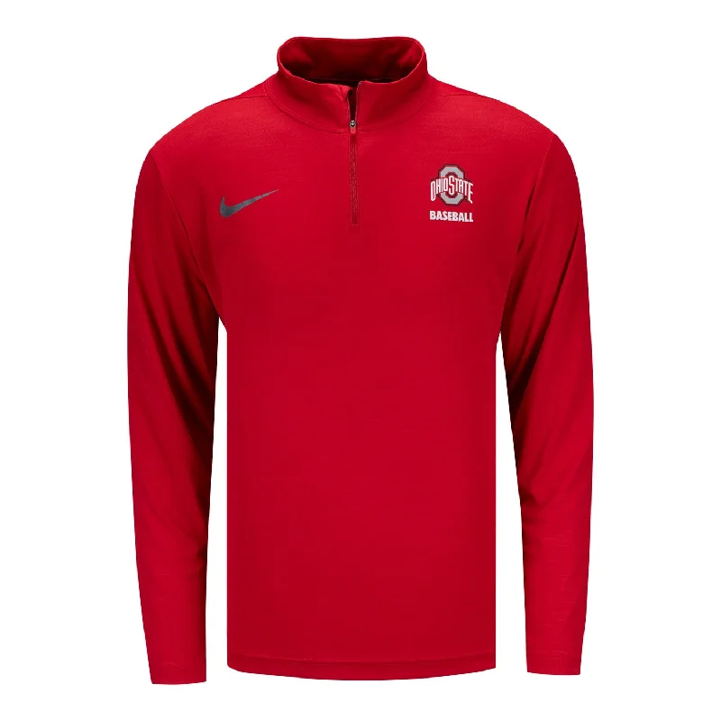 thick fleece coats for women -unique tops for women -Ohio State Buckeyes Nike Baseball 1/4 Zip Scarlet Jacket