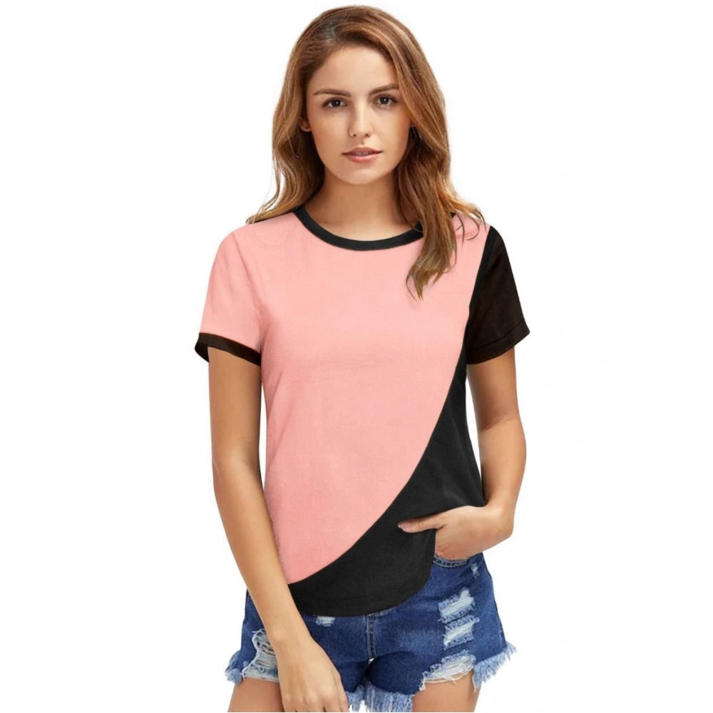 peplum tops for women -Generic Women's Polyester, Knitting Western Wear T-Shirt (Peach)