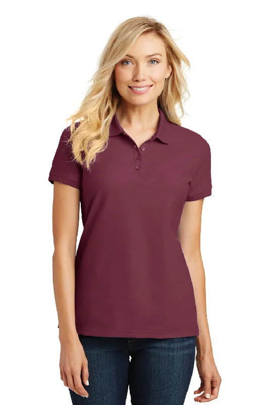 soft touch blouses for women -Port Authority Womens Core Classic Short Sleeve Polo Shirt - Burgundy