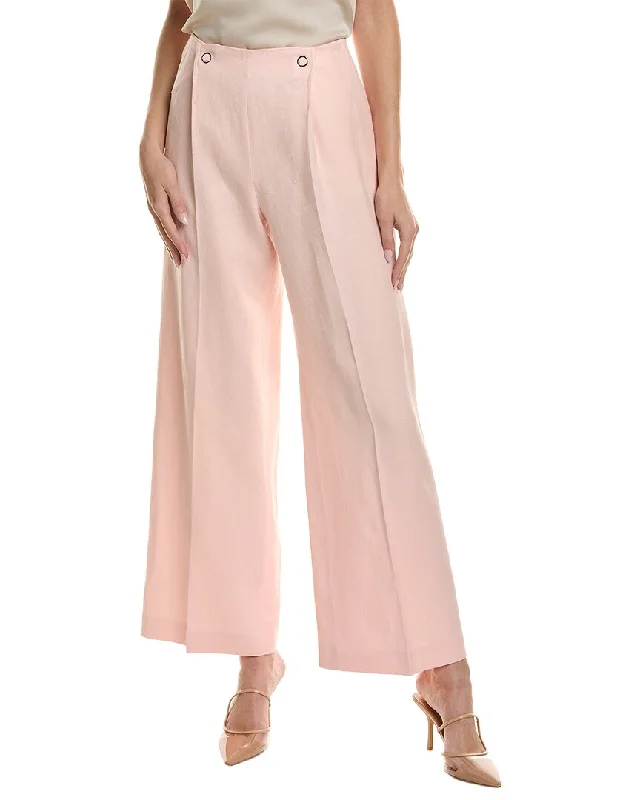 women's wide leg trousers -women's cotton t-shirts -Hugo Boss womens  Tapito Linen-Blend Pant, 6P, Pink