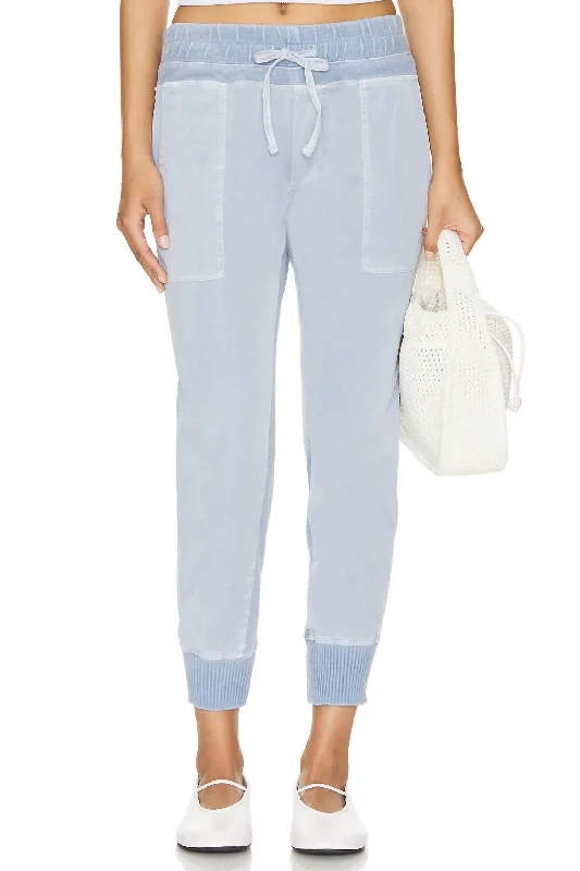 relaxed denim pants for women -casual blouses with sleeves -Mixed Media Pant In Open Sky Pigment