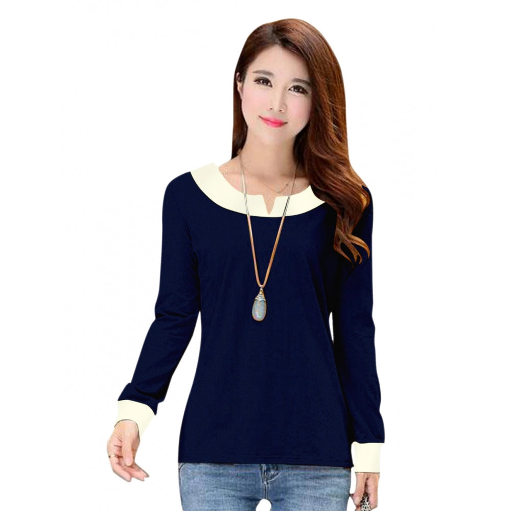 flowy tops for women -Generic Women's Western Wear Hosiery T Shirts (Navy Blue)