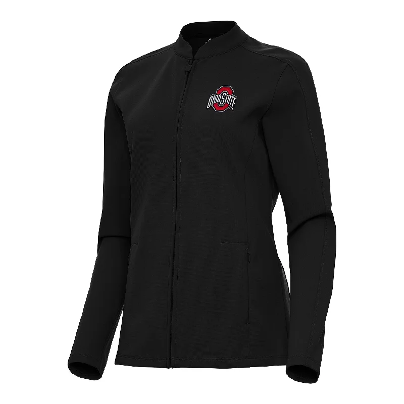 women's lightweight windbreakers -women's bohemian tops -Ladies Ohio State Buckeyes Regard Full Zip Black Jacket