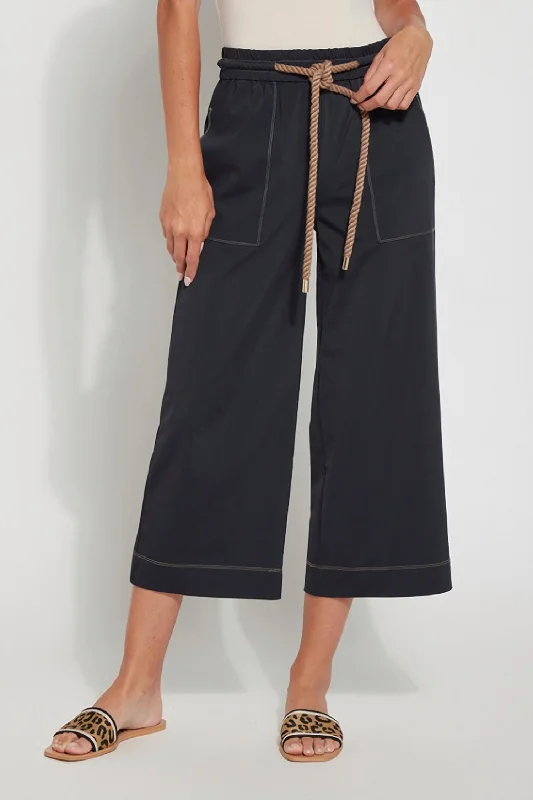 wrinkle-resistant pants for women -modest tops for women -Phoenix Crop Wide Leg Pants In Black