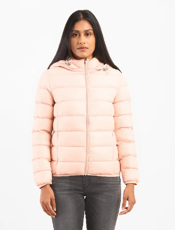 vintage-inspired jackets for women -peplum tops for women -Women's Solid Hooded Quilted Jacket