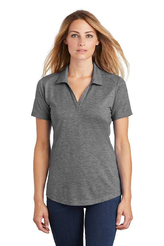 basic tops for women -Sport-Tek Womens Moisture Wicking Short Sleeve Polo Shirt - Heather Dark Grey