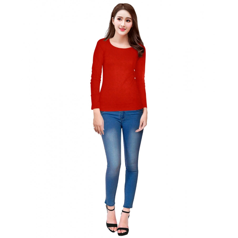 modest tops for women -Generic Women's Western Wear Hosiery T Shirts (Red)