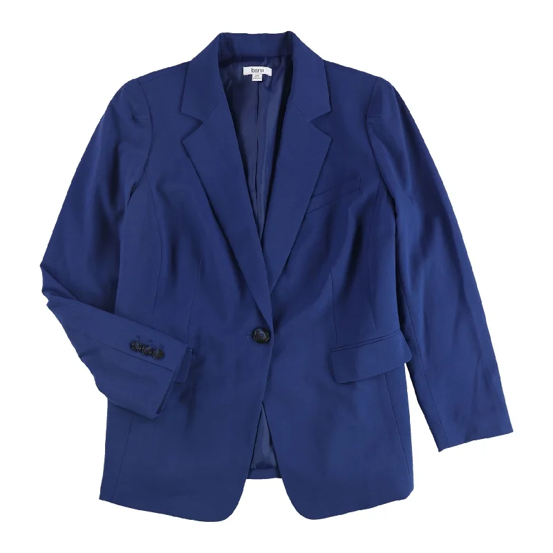 women's winter coats -women's long sleeve blouse -bar III Womens Solid One Button Blazer Jacket, Blue, 22W