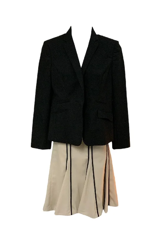 tailored coats for women -women's fitted tops -Loft Women's 2pc Skirt Suit Black 4P