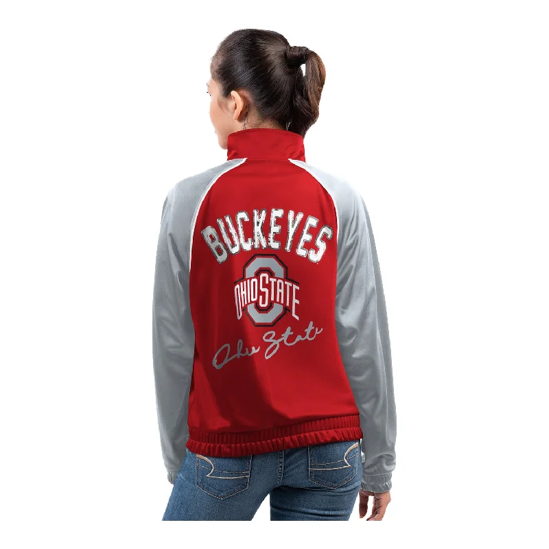 elegant evening coats for women -high-neck tops for women -Ladies Ohio State Buckeyes Dolman Fashion Scarlet/Gray Full Zip Track Jacket