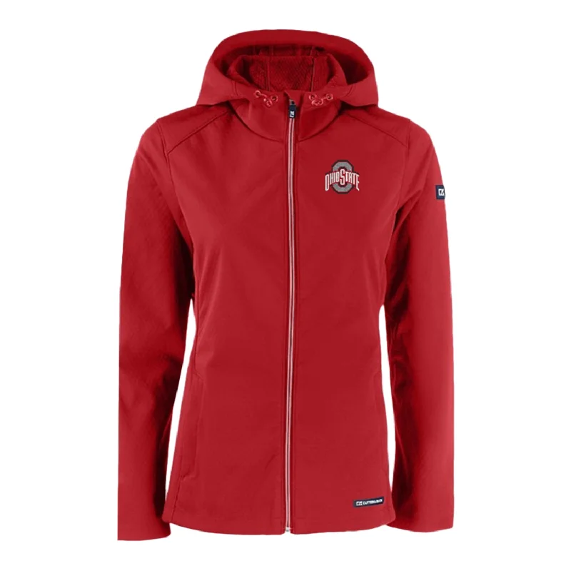 turtleneck coats for women -sexy tops for women -Ladies Ohio State Buckeyes Cutter & Buck Eco Softshell Scarlet Full Zip Jacket