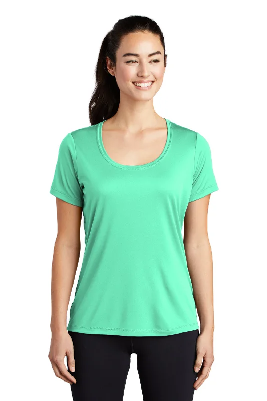 women's cotton t-shirts -Sport-Tek Womens Moisture Wicking Short Sleeve Scoop Neck T-Shirt - Bright Seafoam Green