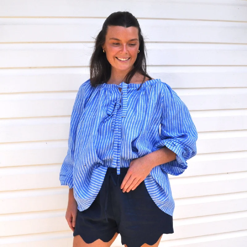 unique tops for women -Sammie Smock - Ocean Stripe