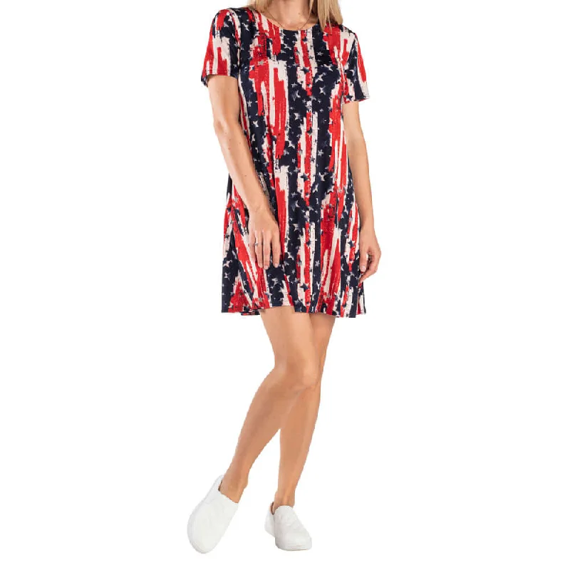 trendy women's shirts -Women's Made in USA Stars and Stripes Short Sleeve Travel Dress