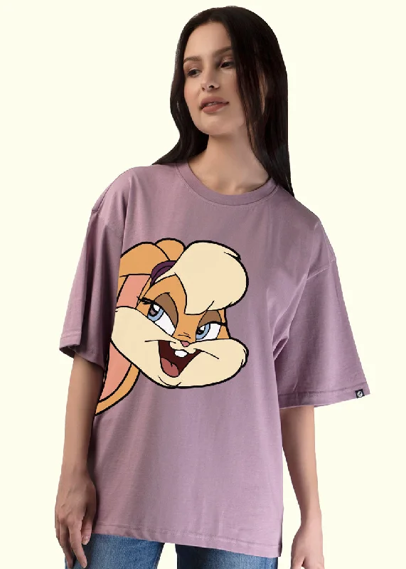 floral print blouses for women -Lola Bunny Lilac Oversized T-shirt Women | Pronk