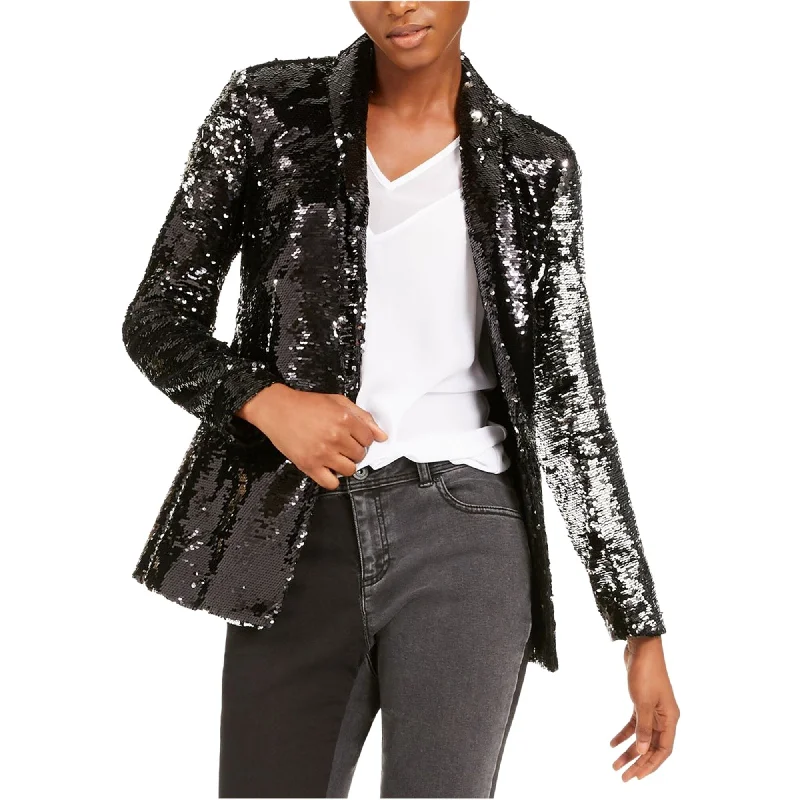 travel jackets for women -ribbed tank tops for women -I-N-C Womens Sequin One Button Blazer Jacket