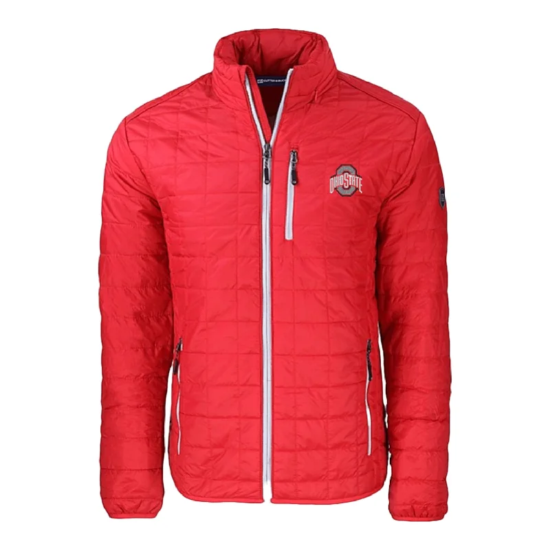 classic pea coats for women -warm tops for women -Ohio State Buckeyes Cutter & Buck Rainier PrimaLoft Eco Insulated Scarlet Full Zip Jacket