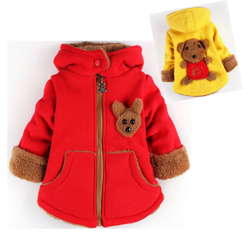 structured coats for women -spring fashion tops for women -Cartoon Bear Children Winter Outwear Boys and Girls Thick Cotton Hoodies Infant Baby Cashmere Zip Sweater 1-2-3--4-5-6 Years Old