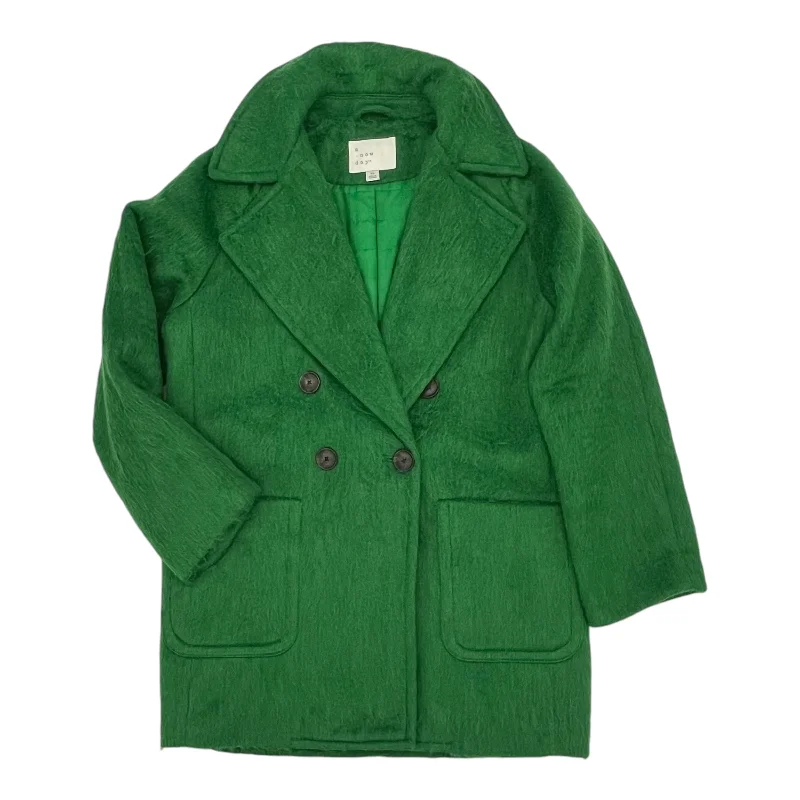 loose trench coats for women -casual oversized tops for women -Coat Peacoat By A New Day In Green, Size:Xs