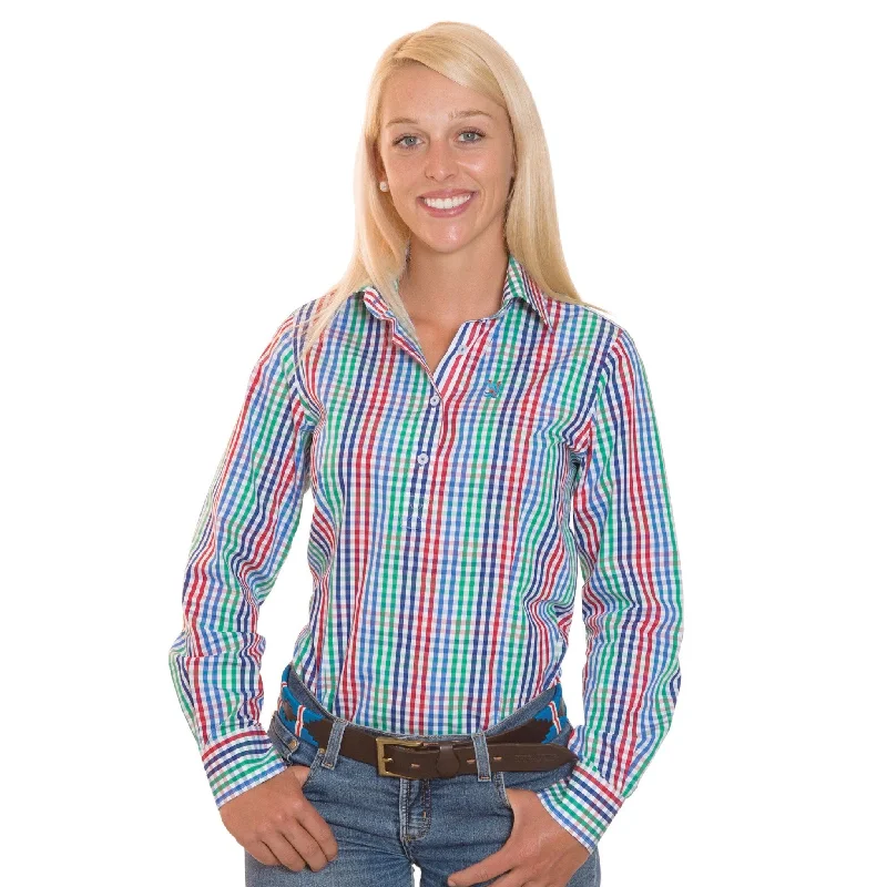 wool tops for women -Milly R1-Red/Navy/Green Check