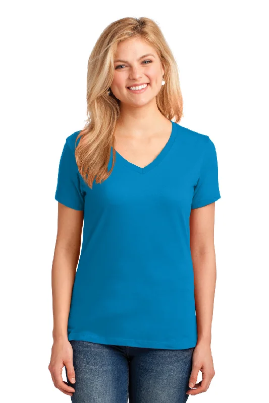 eco-friendly tops for women -Port & Company Womens Core Short Sleeve V-Neck T-Shirt - Sapphire Blue