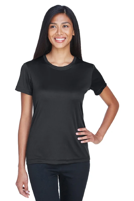 boho style tops for women -UltraClub Womens Cool & Dry Performance Moisture Wicking Short Sleeve Crewneck T-Shirt - Black