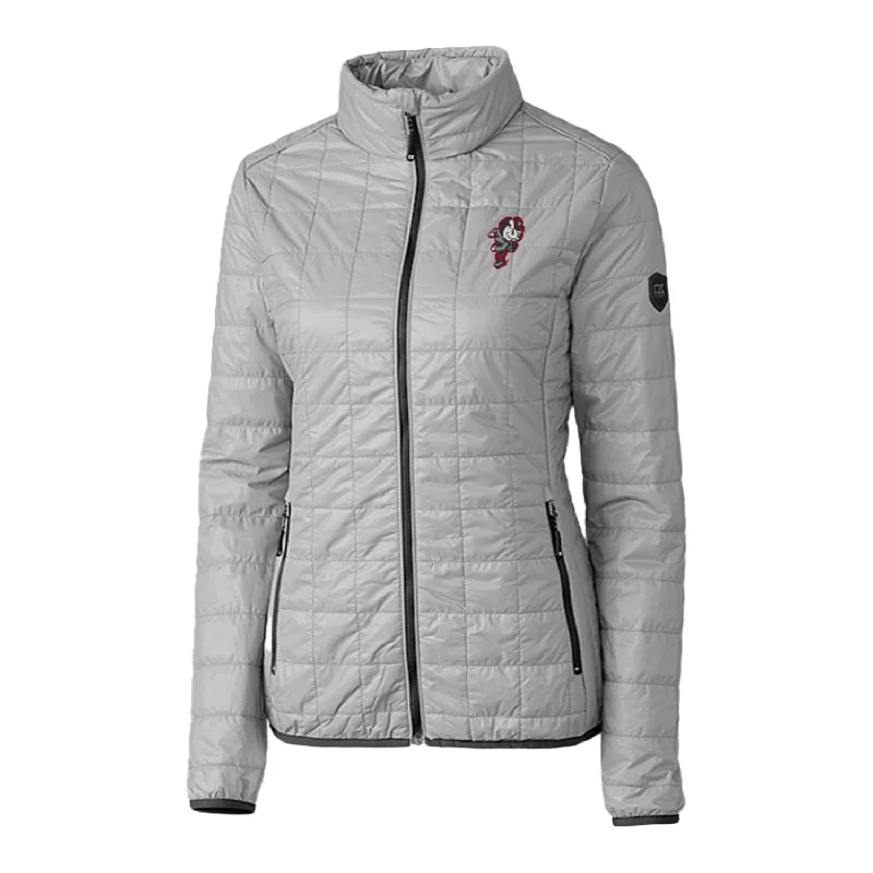 leopard print coats for women -women's henley shirts -Ladies Ohio State Buckeyes Cutter & Buck Rainier PrimaLoft Eco Insulated Gray Full Zip Jacket