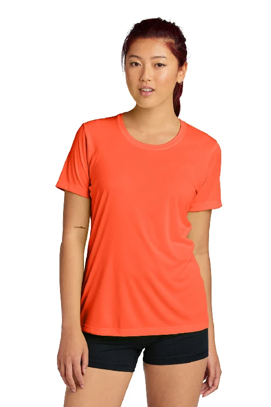 women's ribbed tops -Sport-Tek Womens Competitor Moisture Wicking Short Sleeve Crewneck T-Shirt - Neon Orange